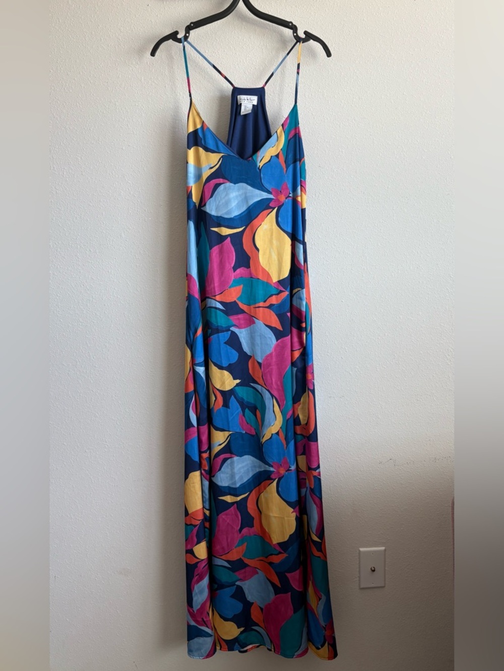 Nicole Miller Navy Floral-Print Slip Maxi Dress